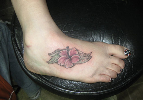 Small Foot Hibiscus Tattoo