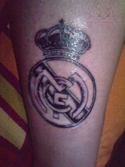 Small Grey Real Madrid Logo Tattoo