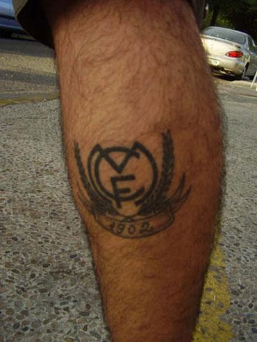 Small Real Madrid Logo Tattoo On Leg