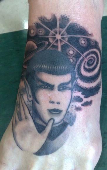 Spock Star Trek Tattoo On Ankle