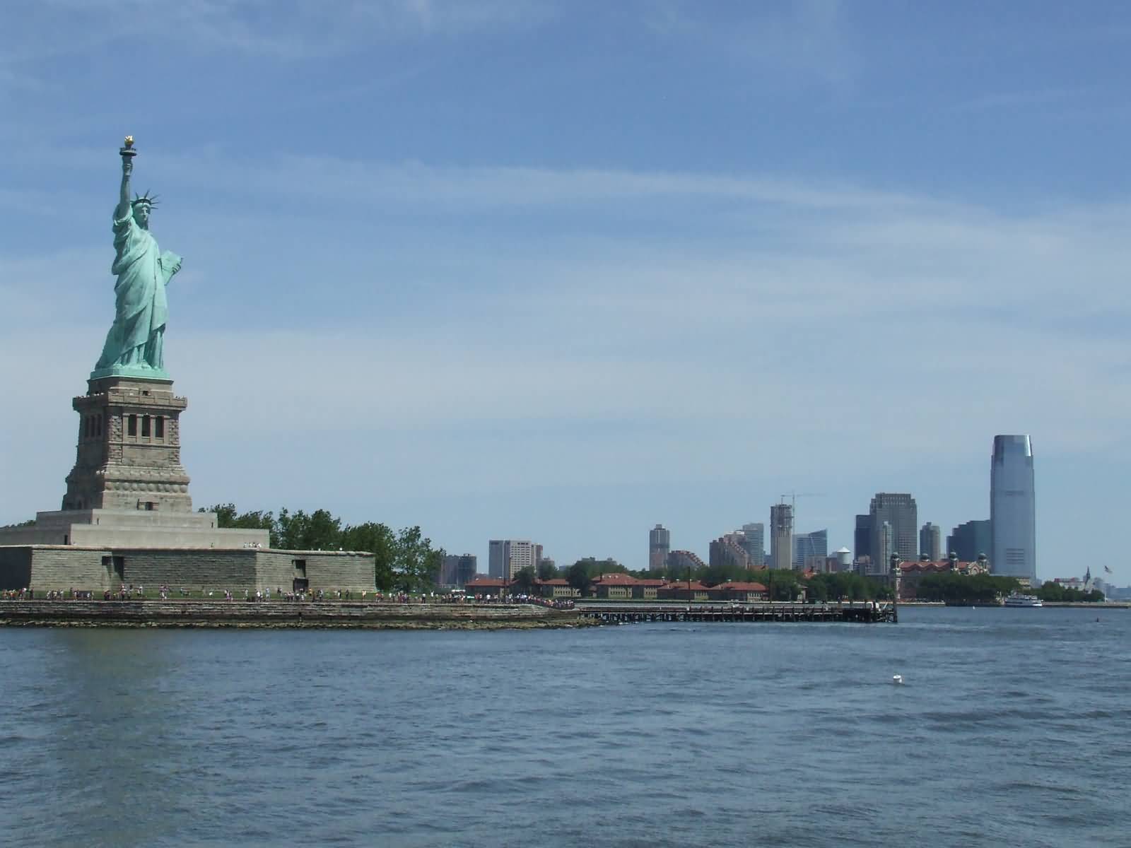 Statue Of Liberty On The Bank Of Hudson River