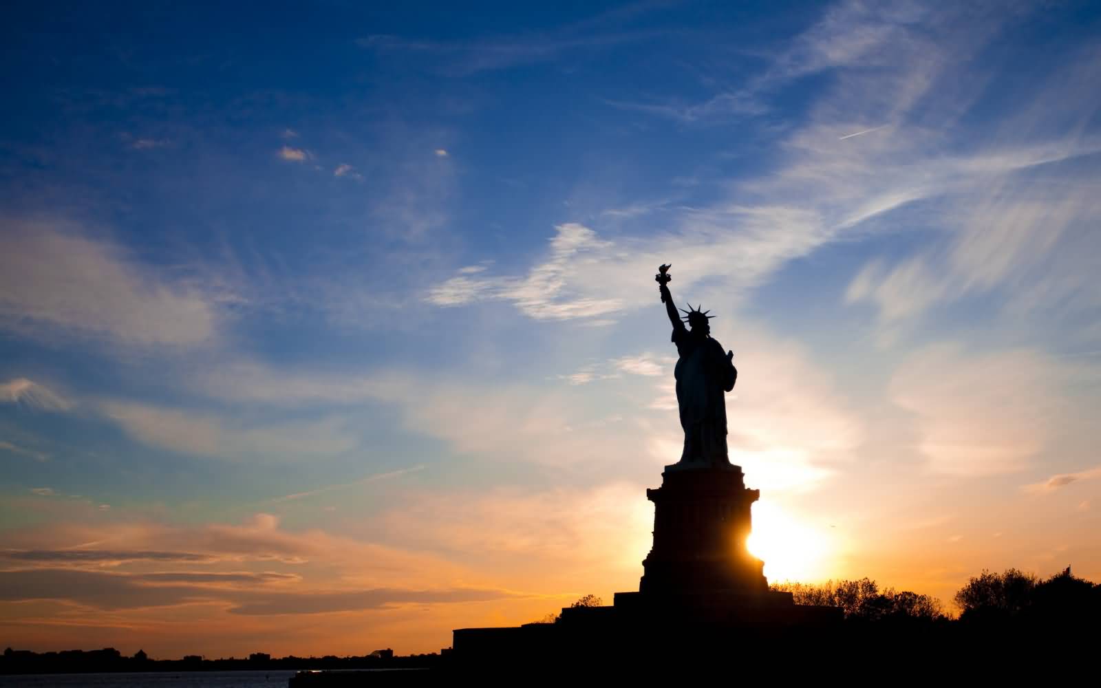 Statue Of Liberty Sunset View