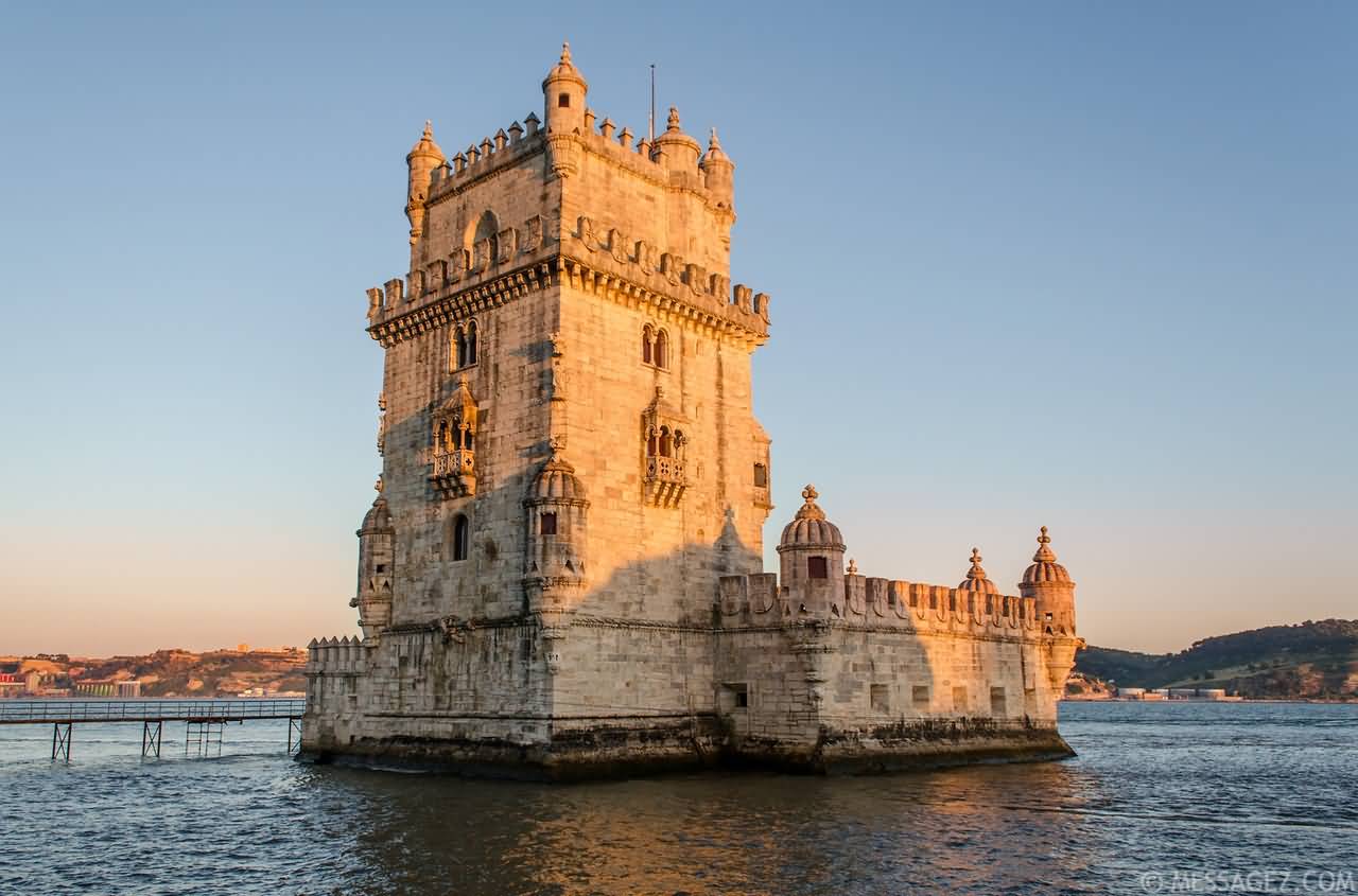 Sunset View Image Of Belem Tower In Portugal