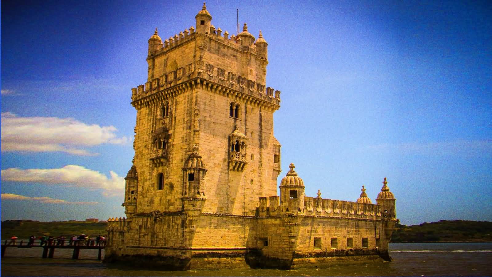 Sunset View Of Belem Tower In Portugal