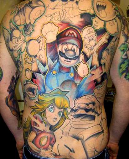 Super Mario Bros Full Back Tattoo In Progress