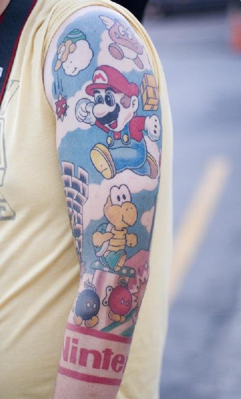 Super Mario Full Sleeve Tattoo
