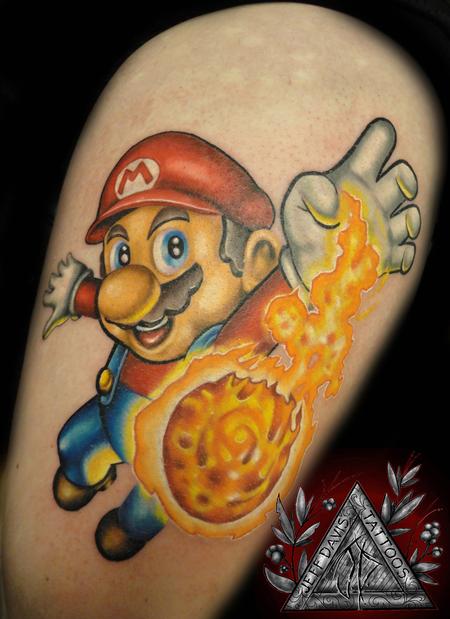 Super Mario Playing With Fire Tattoo