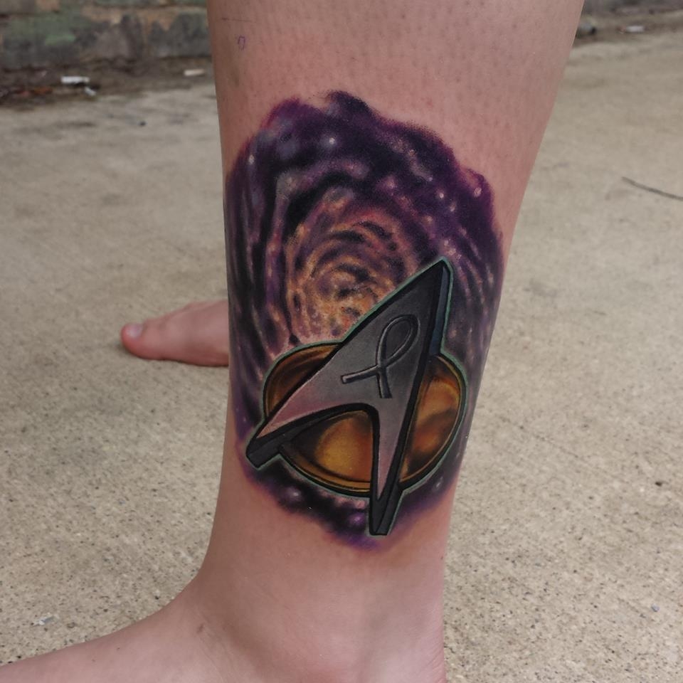 Superb Star Trek Tattoo On Ankle By James Hurley