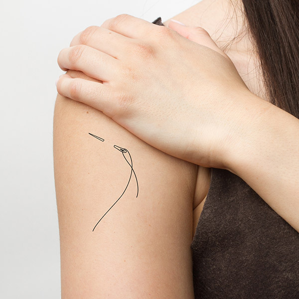 Temporary Sewing Needle Tattoo For Girls
