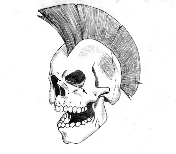 Terrific Punk Skull Tattoo Drawing By Wicked Works