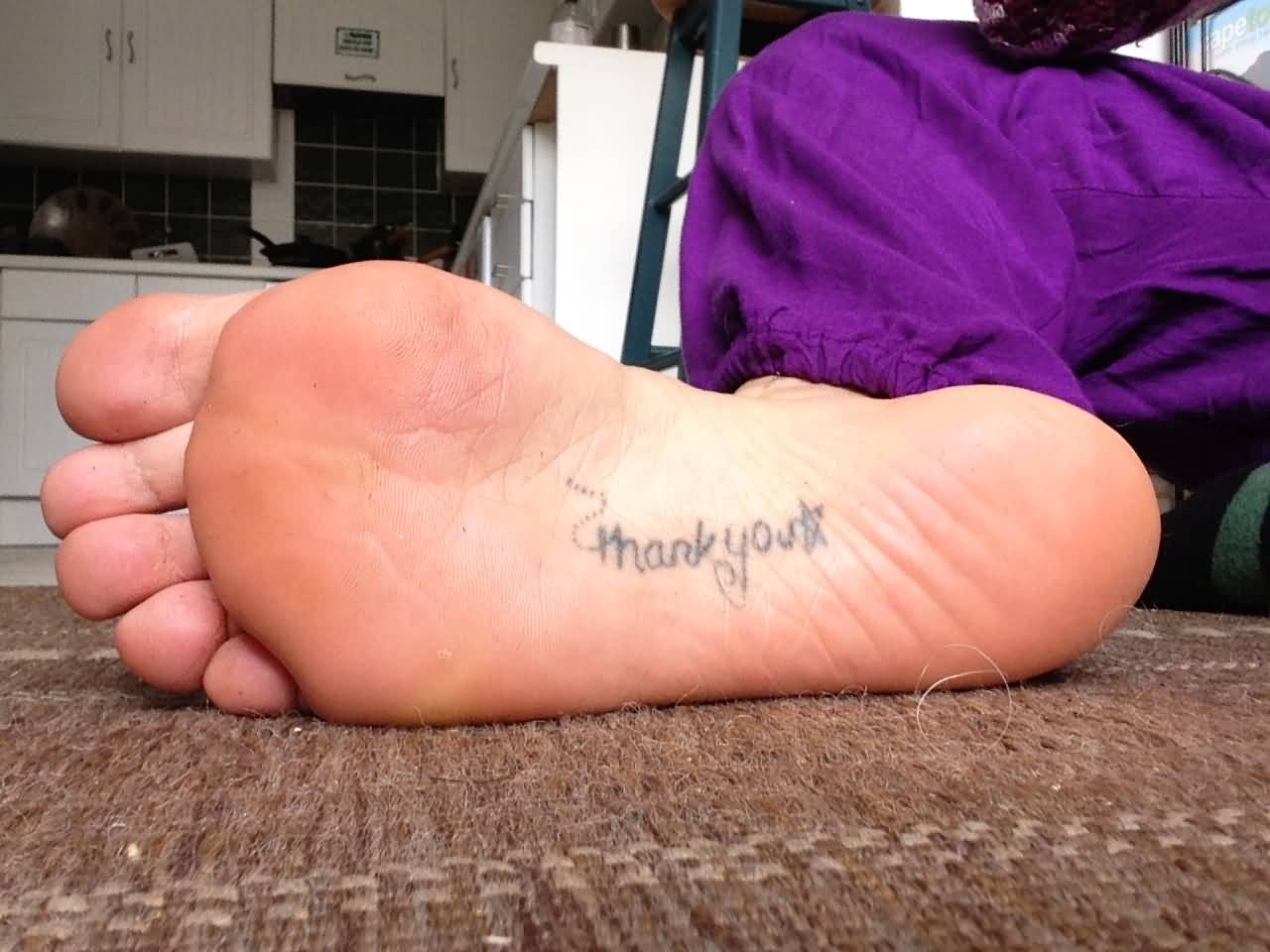 Thank You Sole Of Foot Tattoo