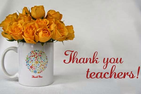 Thank You Teachers Happy Teachers Day Yellow Rose Flowers In Mug