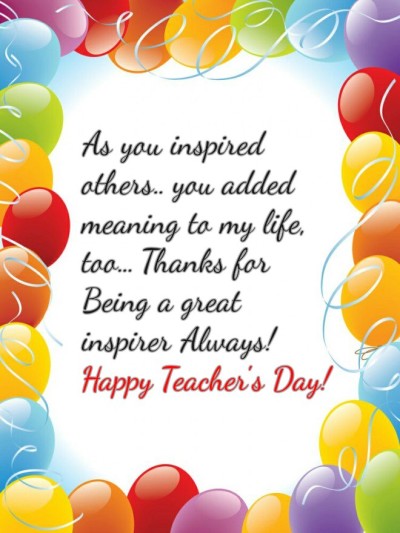 Thanks For Being A Great Inspirer Always Happy Teachers Day