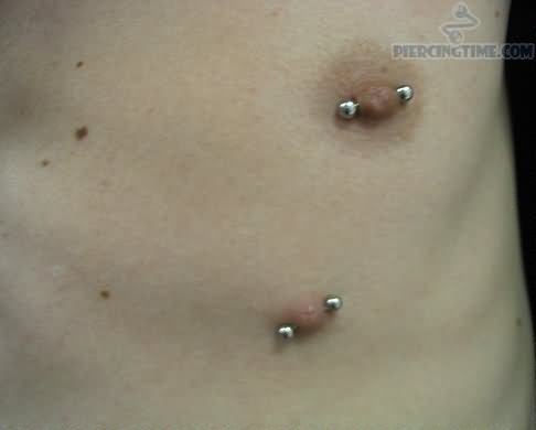 Third Nipple Piercing With Silver Barbell
