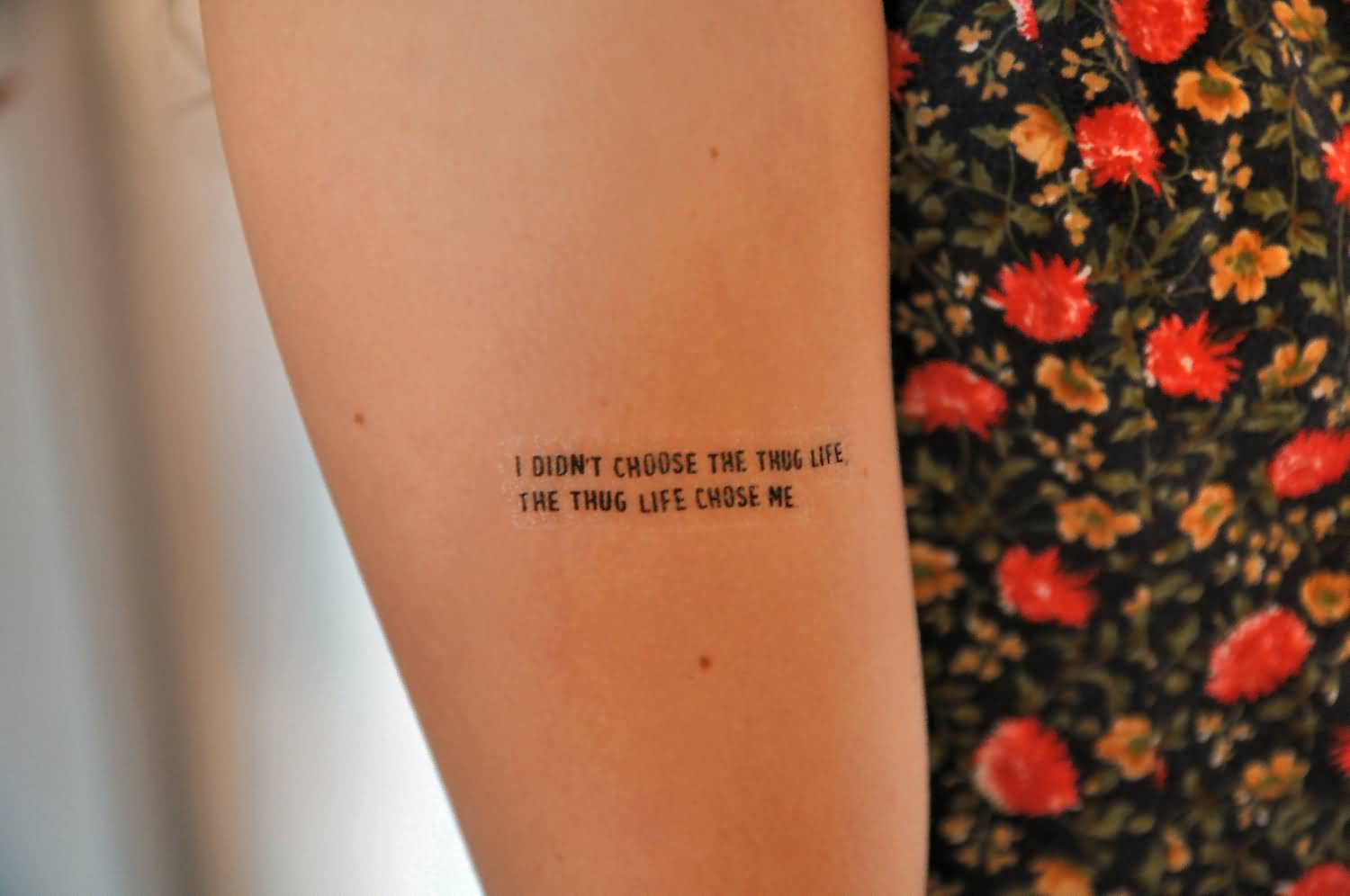 Thug Life Quote Temporary Tattoo On Arm Sleeve