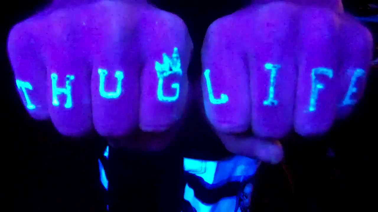 Thug Life UV Tattoo On Fingers