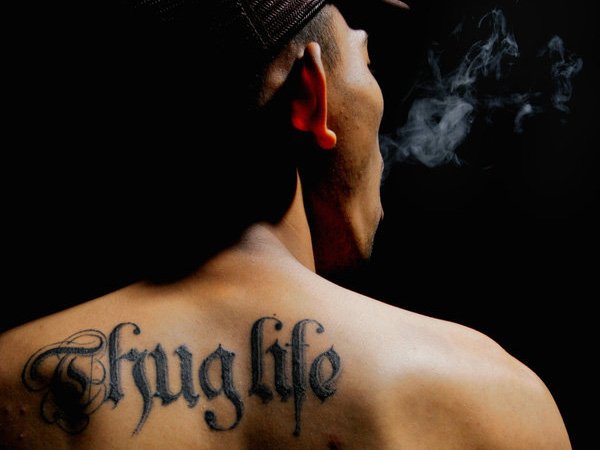 Thug Life Upper Back Tattoo For Men
