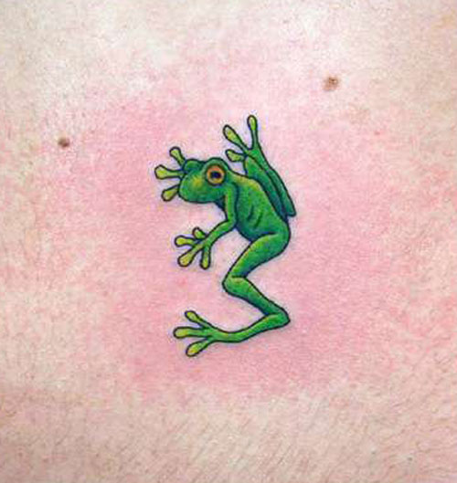 Tiny Cute Frog Tattoo