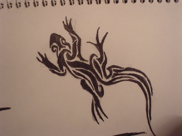 Tribal Salamander Tattoo Drawing By Bubblefox