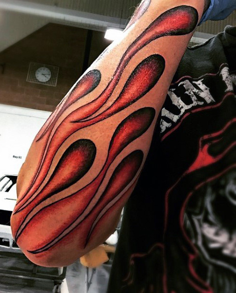 Unique Flames Tattoo On Arm Sleeve