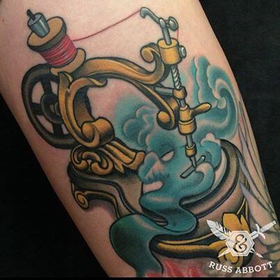 Unique Vintage Sewing Machine Tattoo By Opus Tattoo
