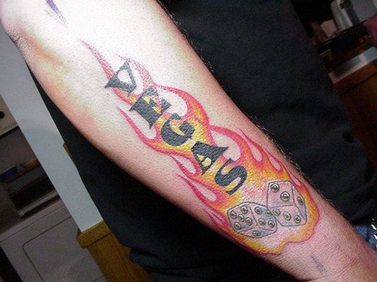 Vegas Flame Tattoo On Arm Sleeve