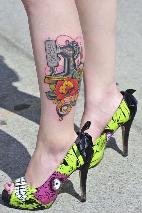 Vintage Sewing Tattoo On Ankle