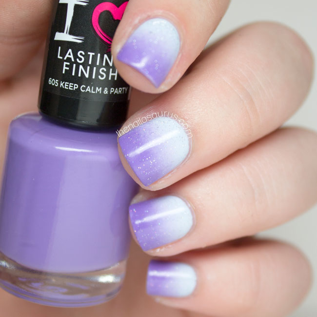 White And Purple Gradient Nail Art