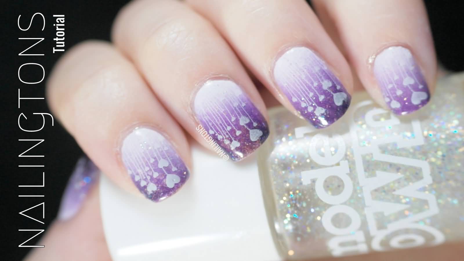 White And Purple Gradient With Stamping Hearts Design Idea