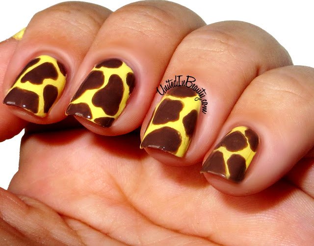Yellow Base Nails With Brown Spots Design Nail Art Idea