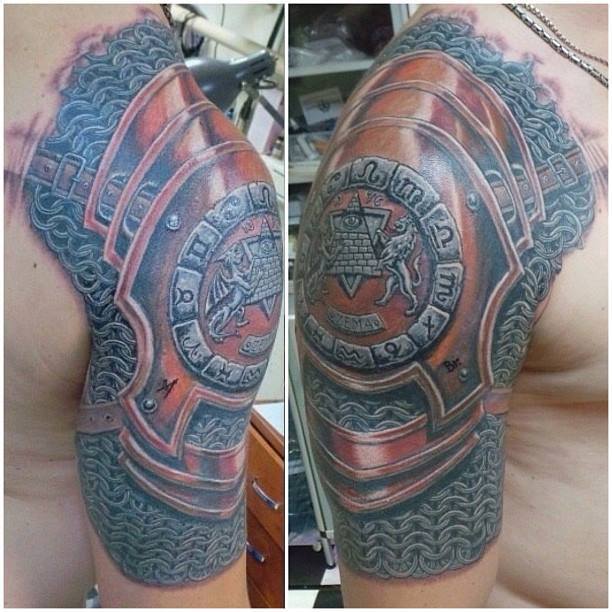 3D Egyptian Armor Tattoo By Dmitry Bronya