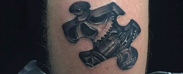 3D Mechanical Missing Puzzle Piece Tattoo