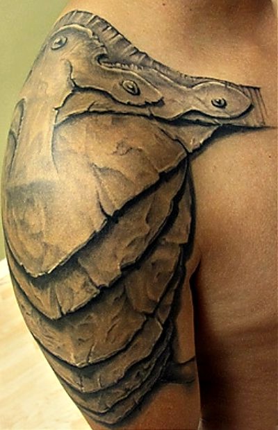 3D Shoulder Medieval Armor Tattoo For Men