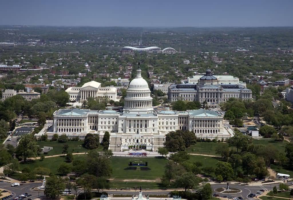 Adorable Aerial View Of United States Capitol