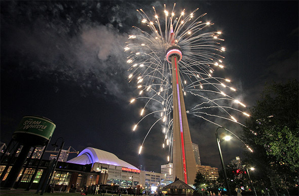 Adorable Fireworks Over The CN Tower By Night