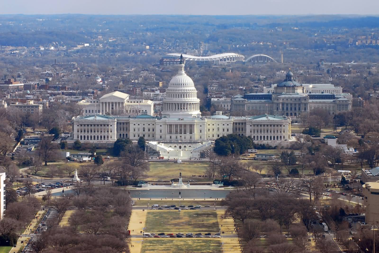 Adorable Front Aerial View Of United States Capitol