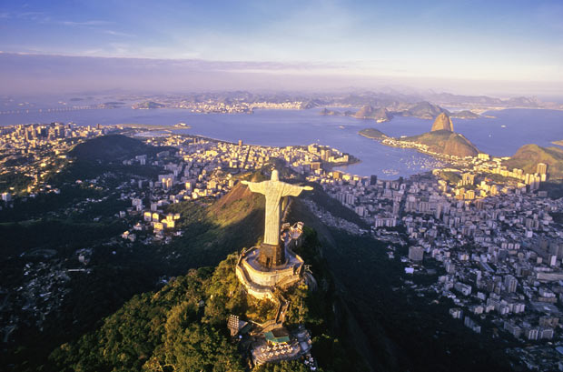 Aerial View Of Christ The Redeemer During Sunset