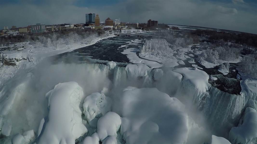 Aerial View Of Frozen Niagara Falls