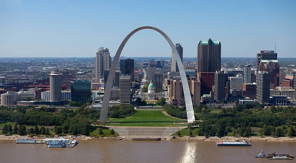 Aerial View Of Gateway Arch In St. Louis, Missouri