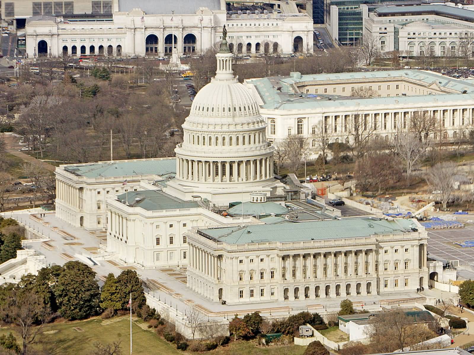 Aerial View Of United States Capitol Building