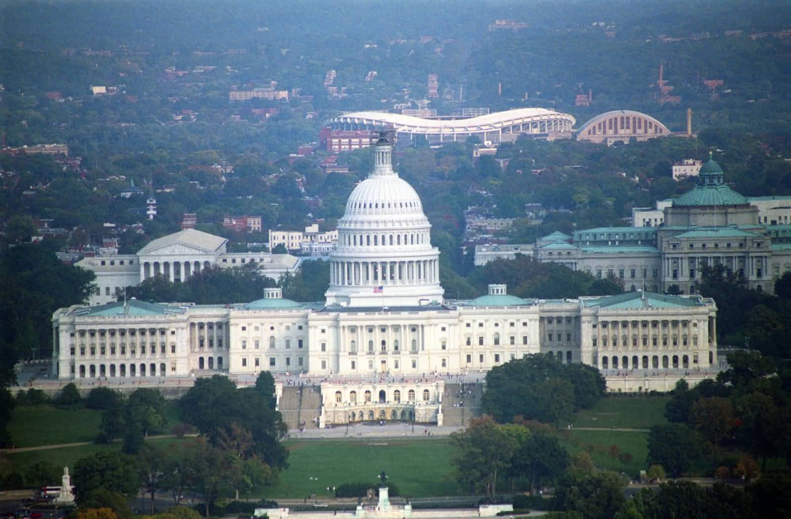 Aerial View Of United States Capitol