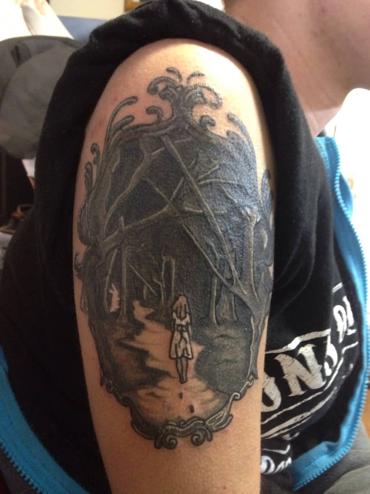 Alice Through The Looking Glass Tattoo On Half Sleeve By Espo