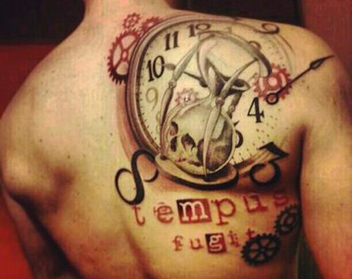 Amazing Hourglass Tattoo On Right Back Shoulder