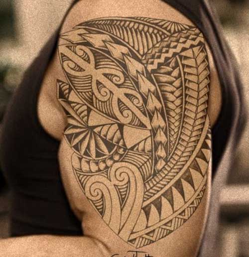 Amazing Maori Tattoo On Left Half Sleeve