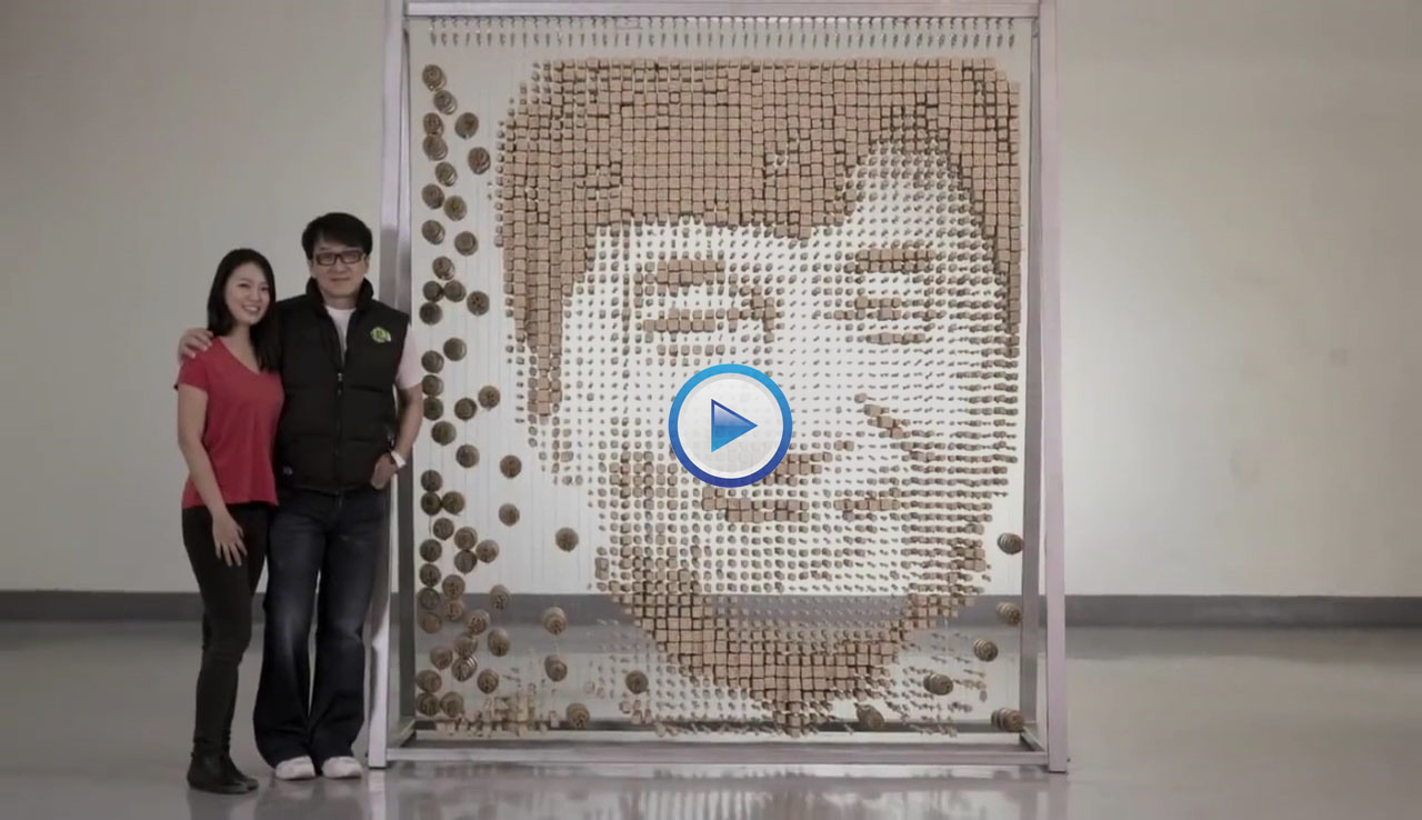 Amazing 3D Portrait of Jackie Chan with Chopsticks by Red Hong Yi