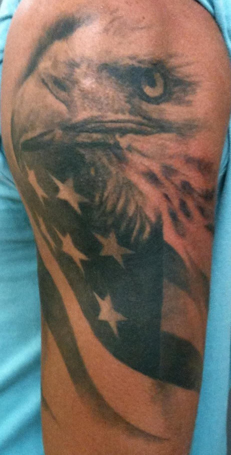 America Eagle Patriotic Tattoo On Half Sleeve