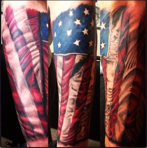 American Flag With 13 Stars Tattoo