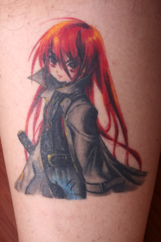 Anime Girl With Red Hair Tattoo