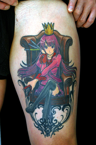 Anime Queen Tattoo On Leg