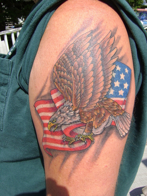Appealing Patriotic Tattoo On Shoulder For Men